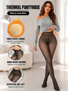 ChicMe Women's Solid Color Casual Daily Wear Tight-Fitting Leggings With Tights - Black - View 1