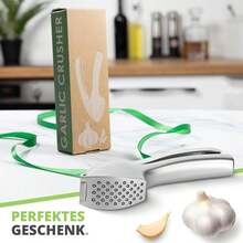19-Centimeter Kitchen Garlic Press, Easy-To-Clean Manual Garlic Press, Durable Garlic Press For Crushing Fresh Garlic Cloves And Making Sauces And Marinades - Silver - View 7