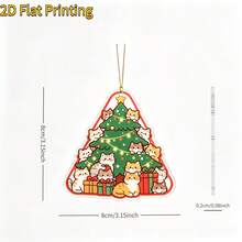1pc 2D Flat Printed Christmas Theme Acrylic Hanging Decoration, Cat And Christmas Tree Pattern, Can Be Hung On Christmas Tree, Window, Car Rearview Mirror And Other Scenes, Also Can Be Given As Birthday Gift To Friends - A - View 6
