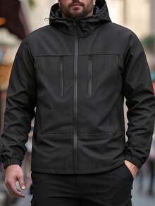New Arrival Plus Size Men's Casual Fashionable Outdoor Jacket - Black - View 1