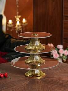 1pc Large/Small Smooth Cake Tray/Plate, Suitable For Wedding/Party Snacks, Candy, Dried Fruit Display, Reusable, Suitable For Party, Celebration - Multicolor - View 13