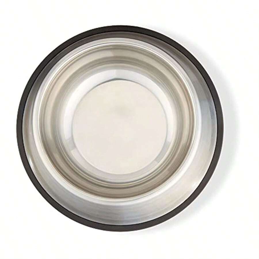 Stainless Steel Pet Bowl With Non-Slip Rubber Ring On The Bottom. Rust-Proof And Easy-To-Clean, Suitable For Feeding Cats And Dogs.