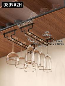 Single Row Wine Glass Rack, Creative European Style Tall Glass Storage Rack, Kitchen Accessories, Bar Supplies, Space-Saving Home Storage And Organization - Black - View 2