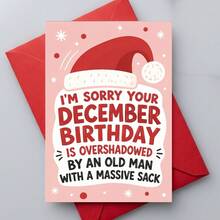 1pc Humorous Christmas Style December Birthday Greeting Card, Holiday Blessing Card, Suitable For December Born, Gift For Friends And Family, Applicable For Birthday, Christmas And All Holiday Celebrations - A - View 9
