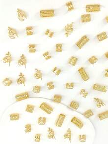50pcs New Geometric Pattern Dreadlock Hair Rings For Women - Multicolor - View 3