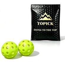TOPICK 2Pcs Indoor/Outdoor Pickleball Balls 26/40 Holes High Visibility Durable For Training And Tournament For All Skill Level Injection Molded Pickleball Balls - Green-26Hole - View 2