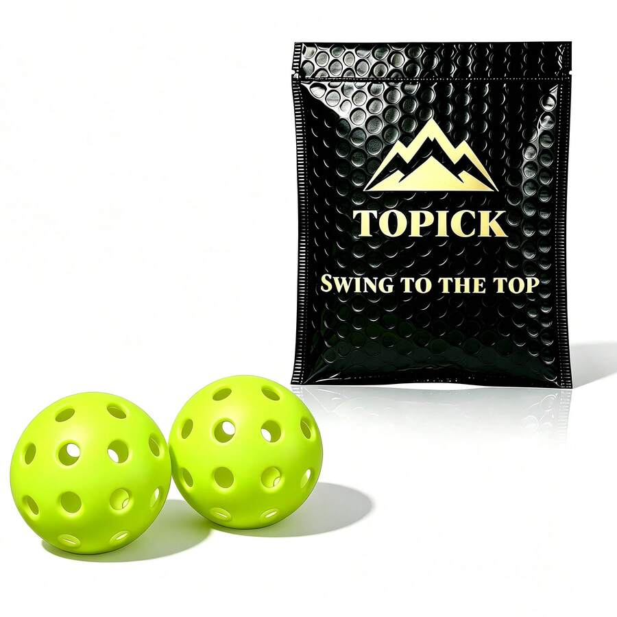TOPICK 2Pcs Indoor/Outdoor Pickleball Balls 26/40 Holes High Visibility Durable For Training And Tournament For All Skill Level Injection Molded Pickleball Balls