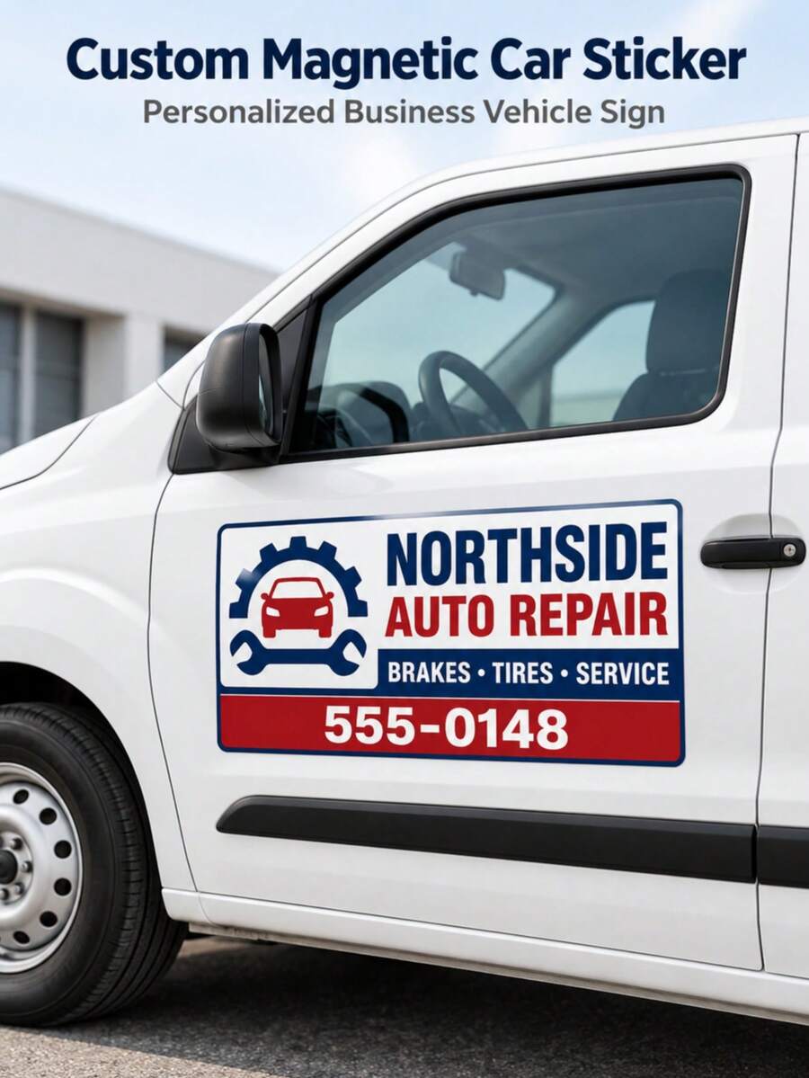 Custom Car Magnetic Signs, Personalized Logos For Your Car Van Truck, Waterproof Design, Mobile Advertising Business Vehicle Signage - Multicolor - View 1