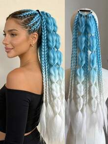 1pc 24 Inch Women's Synthetic Bubble Heart Braided Ponytail Wig, Curly Braided Ponytail - Multicolor - View 10