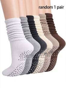 1/3 Pairs Stacked Yoga Socks, Non-Slip Silicone Bottom Pilates Mid-Calf Socks, Non-Slip Yoga Socks - Multicolor - View 7
