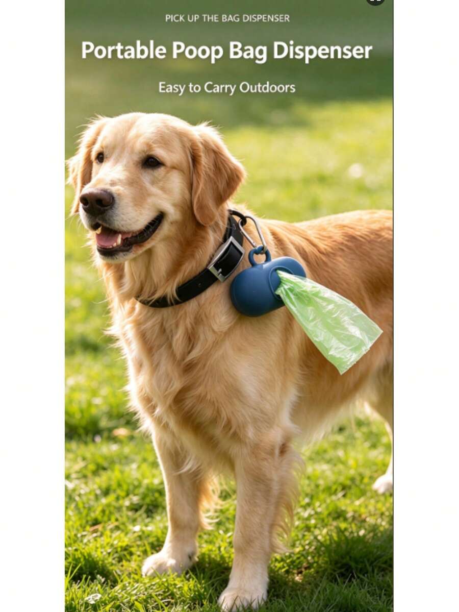1pc Portable Dog Poop Bag Dispenser, Hands-Free Pet Waste Bag Storage Box, Outdoor Dog Walking Poop Storage Box, Leash-Mounted Trash Bag Dispenser, Pet Cleaning Accessory For Puppies, Medium Dogs And Large Dogs - View 1