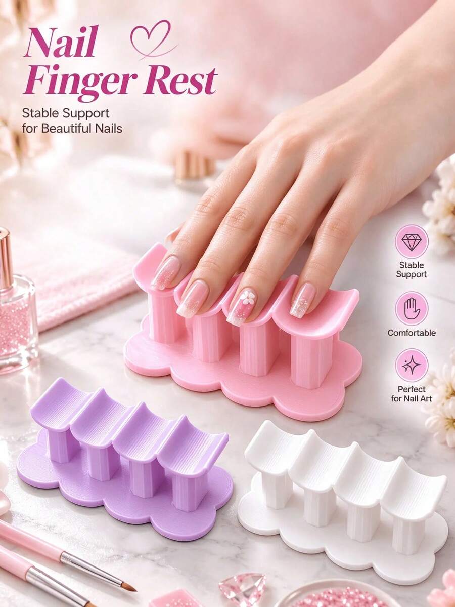 1pc Nail Finger Support Stand, 4-Slot Cloud Shaped Nail Finger Support, Stable Nail Support For Precise Nail Painting, Reusable Nail Finger Support And Home Nail DIY Hand Support Tool - Multicolor - View 1