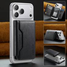 Mobile Phone Back Sticker Magnetic Card Bag, Can Hold 7 Cards, One Change Side Pocket, Supports Anti-Theft Brush Function - Black - View 4