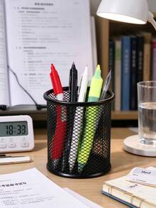 1pc Hollow Mesh Pen Holder Storage Box, Minimalist Multi-Functional Stationery Organizer, Suitable For School Supplies, Office Use, Student School, Back To School Season And Learning Supplies - Multi-color Style - View 10