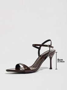 Women's High Heel Mirror One-Strap Pointed Toe Stiletto Open Toe Sandals, Sexy Elegant Casual Shoes For Spring/Summer Party, Commute, Wedding, Outdoor, Home, Coffee Brown - Coffee Brown - View 4