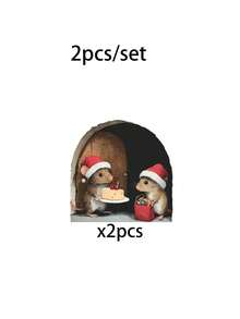 Christmas Mouse Hole Stickers Removable Waterproof PVC Wall Decals For Baseboards, Stair Corners, Cabinets And Indoor Surfaces Halloween Party Decor - A - View 13