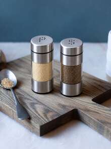 4/1pc Stainless Steel Salt/Pepper Grinder, Acrylic Liner, Brushed Finish, Cylindrical Design, Transparent Observation Window, Seasoning Dispenser, Suitable For Kitchen, Restaurant, BBQ, Saudi National Day Dining, Christmas Table Setting And Gift - Multicolor - View 1
