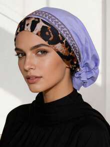 1pc Women's Autumn/Winter Elastic Knit Fabric Leopard Print Trim Soft Feel Headscarf With Exquisite Rhinestone Embellishment, Premium Fashion Daily Base Hat Headscarf - Leopard Print Headband Multi-color - View 13