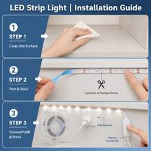 Warm White/White LED Light Strip, 1m/2m/3 Meters/5m/10m USB LED Light Bar, 5V White/Warm White LED Light With Button, Flexible USB Light, Adhesive And Cuttable, For TV Backlight, Home Decor, Bedroom, Cabinet, Kitchen, DIY Lighting - White - View 9