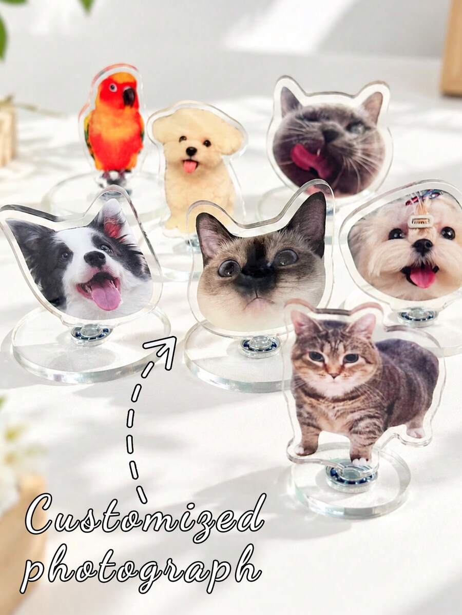 Custom Pet Spin Stand, Personalized Desk Decoration, Acrylic Pet PortraitCustom Pet Spin Stand, Personalized Desk Decoration, Acrylic Pet Portrait - Multicolor - View 1