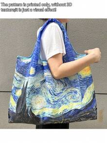 1pc Women's Large Capacity Foldable Tote Bag, Minimalist Design, Commute Travel Shopping Versatile, Convenient Opening And Closing, Multi-Functional Suitable For Various Occasions, Classic Comfortable, Easy To Clean, Lightweight School Bag/Backpack, Suitable For Teenage Girls, Women, College Students, Applicable For Back To School, University, Shopping, Middle School, High School, Beach - Blue - View 7