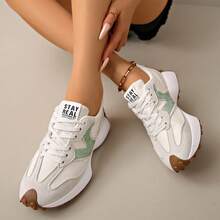 Giày thể thao casual phối màu retro đính đá rhinestone mới, đế dày tăng chiều cao, sneaker đa năng, size lớn có sẵn - trắng - Xem 6