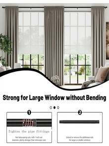 Single Curtain Rod, Black Curtain Rod For Bedroom, Living Room, Patio, Kitchen, Farmhouse, 1 Inch Heavy Duty Curtain Rod, Modern Adjustable Curtain Rod, Long Rod - Chg-1 - View 4
