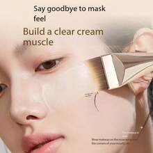 1pc GECOMO Seamless Crescent Moon Foundation Brush, Lightweight Seamless Flat Head Multi-Function Fishtail Makeup Brush, Dry And Wet Use - White - View 5