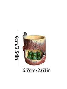 Tree Stump Shaped Planter Pot With Frog Sculpture Resin Plant Container For Succulent Herb Flower Outdoor Patio Yard Balcony Home Garden Decor Flower Pot - Frog Flower Pot - View 3