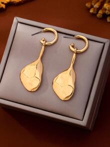1 Pair European & American Fashion Minimalist Versatile Personalized Elegant Long Asymmetrical Shaped Exquisite Earrings - Gold - View 3