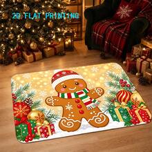 1pc Christmas Gingerbread Man Holiday Entrance Doormat, Non-Slip Machine Washable Easy Clean Polyester Rug, Suitable For Home And Outdoor Decor, Entryway, Bedroom, Balcony, Gift Home Decor - A - View 4