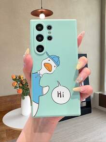 1pc Hey Yellow Hat Duck Couple Pattern Non-Slip Straight Edge Comfortable Touch Cute Fashionable Phone Case, Holiday Gift Compatible With Android/, Poco, And More Models - Blue - View 1
