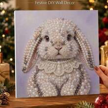 DIY Pearl Art Diamond Painting Kit, Rabbit Pattern, Includes Round Pearls, Clear Symbol Canvas, Full Set Of Tools, Wall Craft Decoration, Holiday Gift, Including Inner Frame 7.87in*7.87in - Sets - View 6