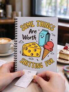 1pc Fun Food A5 Spiral Notebook 21cm*14.5cm, Cartoon Dairy Snack Cover Diary, 8.3"*5.7" Spiral Notebook, Cute Cheese Ice Cream Notebook, Fun Gift For Friends - Cheese Notebook - View 1