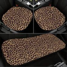 Leopard Print Seat Cushion 3 Pieces Set: 2 Front Single Seat Cushions + 1 Rear Long Seat Cushion, Universal Fit For Most Cars And SUVs - Cushion - View 1