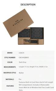 Coach Men's 3 In 1 Wallet Gift Set CW344QBMI5 - Black/Gray CW344QBMI5 - View 9