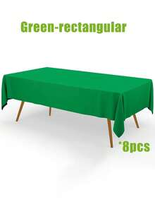 1/3/8pcs - Christmas Plastic Tablecloth, Disposable 8pcs, 54 X 108 Inches Tablecloth, St. Patrick's Day, Christmas Decoration, Tablecloth, Rectangular, Forest Pattern, Valentine's Day, Thanksgiving, Emerald Green, Plastic Cover, Leak-Proof And Durable - Multicolor - View 18