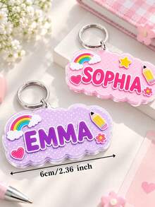 2D Flat Custom Cloud Acrylic Keychain Personalized Name Charm Cute Pendant For Backpack School Bag Handbag Luggage Back To School Holiday Party Gift - Multicolor - View 5