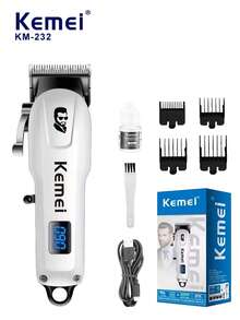 Kemei KM-232 Portable Electric Hair Clipper Wireless Hair Trimmer Adjustable Cutting Angle Suitable For Men USB Rechargeable Daily Home Or Barbershop Use Precise T-Shaped Blade Small Hair Clipper Travel Essential - White - View 11