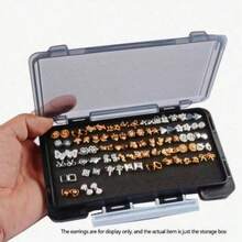 1/2pcs Compact Earring Storage Box, Small Jewelry Storage Box With Foam Slots, Portable Earring Display Stand, Gift For Women - Multicolor - View 1
