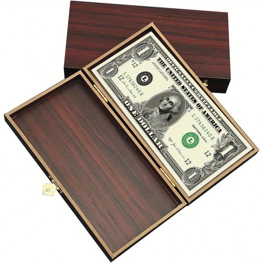 Lockable Wooden Coin Storage Box - Single Compartment, Wooden Currency Tray - With Lockable Lid - Home Organization - Suitable For Cash And Currency - Perfect Gift For Adults - Multicolor - View 1