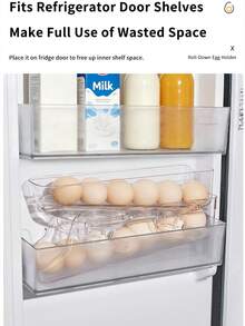 1/2/3pcs Double Layer Foldable Egg Storage Box, Rolling Slide Design Home Refrigerator Egg Holder Easy Access, Suitable For Refrigerator, Cabinet, Home Countertop - View 6