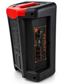 Bocina DE 8 PULGADAS Bluetooth Portátil KBroad KTS-2428 con Doble Micrófono Inalámbrico, Altavoz Recargable, Luces LED RGB Multicolor, Radio FM, USB, Tarjeta TF, Entrada AUX, Controles de Graves y Agudos, Speaker para Karaoke, Fiestas, Reuniones y Música - Ver 2
