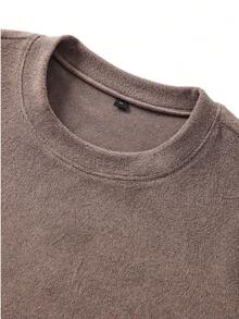 Men's Solid Color Crew Neck Long Sleeve Base Layer T-Shirt, Soft Textured Casual Pullover Inner Top For Spring And Autumn - Brown - View 7