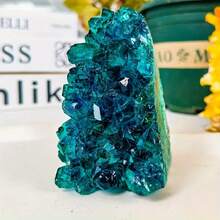 1pc Random Lake Blue Crystal Cluster, Bohemian Turquoise To Dark Blue Gradient Stone, Sharp Shape Handmade Ornament, For Home Decor, - Lake Blue - View 3
