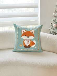 LCUHPCL 1pc Nordic Style Christmas Blue Fox 3D Embroidered Pillow Case, Home Decor, Suitable For Sofa, Bedroom, Living Room And Other Environments - Baby Blue - View 14