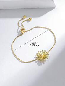 1pc Delicate 3D Daisy Zirconia Inlaid Bracelet, Women's Daily Wear Atmosphere Jewelry - Multicolor - View 5