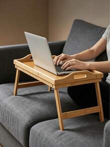 1pc Bamboo Bed Tray Table, Foldable Legs, Raised Edge Desktop, Sturdy And Lightweight, Portable Lap Desk, Suitable For Bed, Sofa For Working, Reading, Eating And Using Laptops - Multiple Specifications - View 5