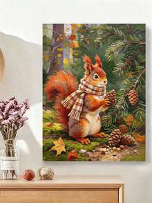 DIY Digital Painting Set, Frameless Red Squirrel With Oil Painting, Home Wall Art Decoration. - A - View 2