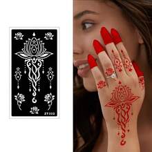12PCS Modern Designs Mehndi Mini TattooIcon Pattern Finger Temporary Body Art Tattoo Stickers For Ramadan - Black and White - View 2